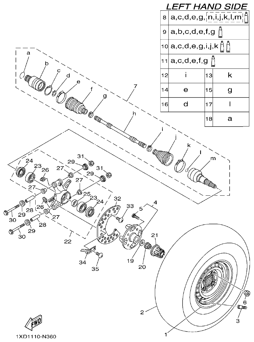 Yamaha VIKING1XP9_2014 REAR WHEEL parts diagram